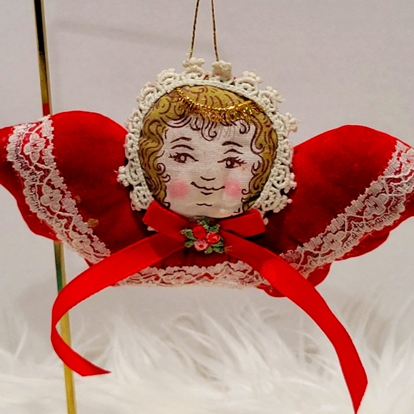 Kurt Adler 70s vintage velvet cloth Angel Christmas ornament - Picture 1 of 8